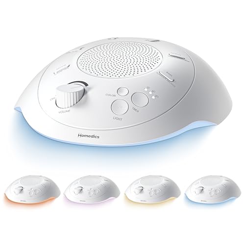Homedics Sleep Better Portable Sound Machine, Night Light,12 Soothing Sounds Including White Noise, Rain, and Thundersto