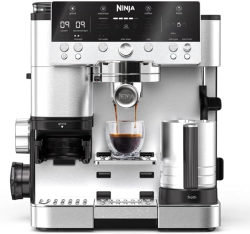 (-30%) Ninja Luxe Premier 3-in-1 Kaffeemaschine mit Mahlwerk, Aufschäumer für Latte, Cappuccino, Cold Brew & Espresso, bis 2 Tassen, 4 Aufschäum-Voreinstellungen, Silber