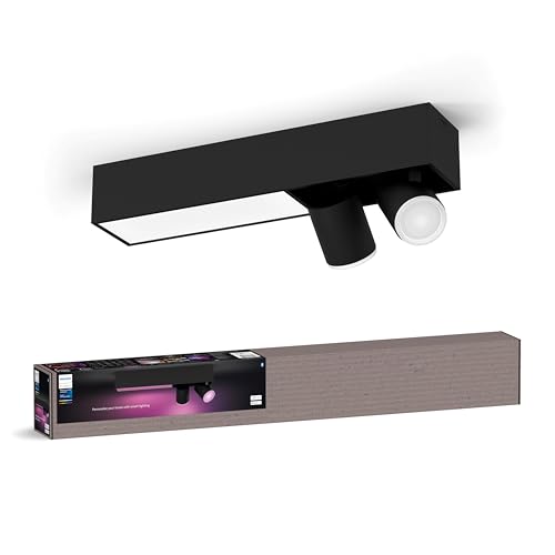 (-25%) Philips Hue White & Color Ambiance Centris 2er Spot, dimmbar, 16 Mio. Farben, steuerbar via App, kompatibel mit Amazon Alexa, schwarz, neue Generation
