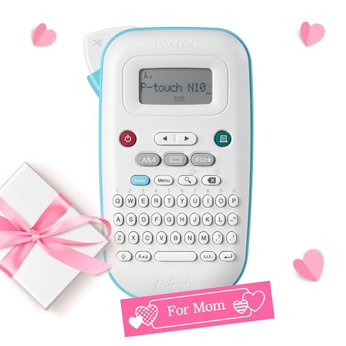 Brother P-Touch PT-N10 Personal Handheld Label Maker, Portable and Prints, P-Touch Btag ~½” (12mm) Wide Color Personalized Label Tapes,