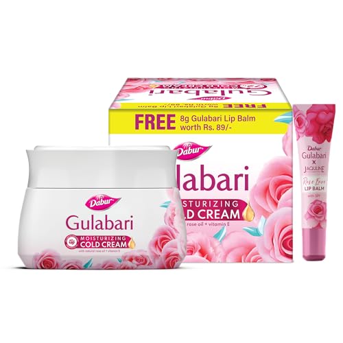 50% Off : Dabur Gulabari Moisturizing Cold Cream, 100g + Lip Balm, 8g
