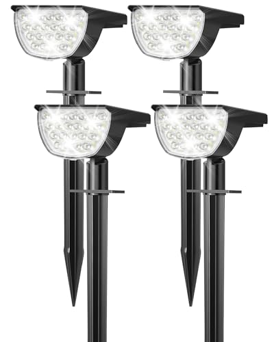 GKGG Solar Lights Outdoor Waterproof IP65, 76 LED 3 Lighting Modes Solar Spot Lights Outdoor Yard Garden Landscape Pathway (Cool White, 4 Pack)
