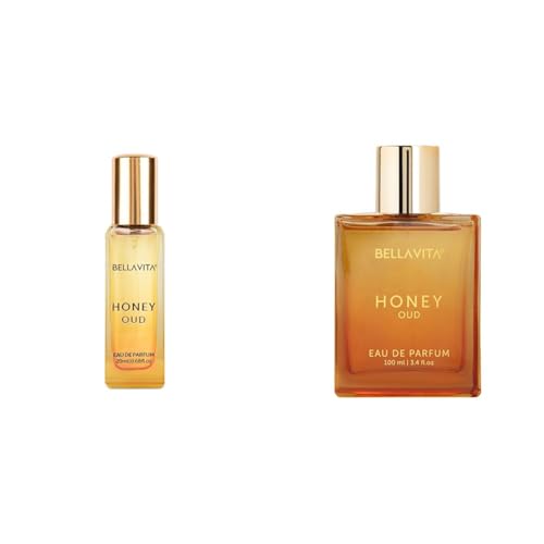 BellaVita Honey OUD Perfume for Women & Men 100ml & 20ml | Vanilla, Bergamot & Patchouli Notes | Long-Lasting Arabian Unisex Perfumes for Women & Men | Floral & Spicy Cologne Honey Perfume