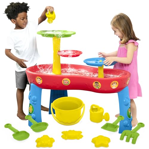 CoComelon Water Table by Delta Children | 3-Tier Activity Water Play Table with 11-Piece Toy Set | Water Sensory Table +