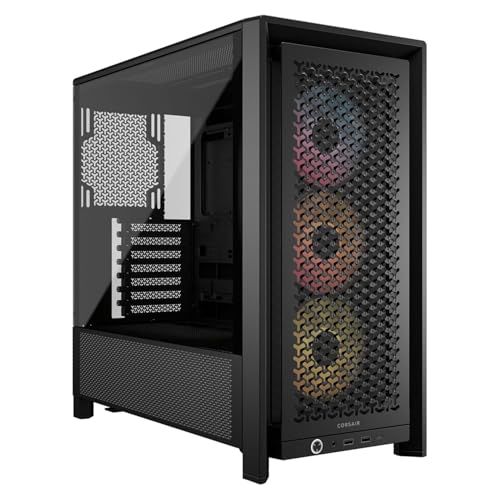 CORSAIR 4000D RS ARGB Frame Modular Mid-Tower ATX PC Case – High Airflow, 3X Pre-Installed RS ARGB Fans, InfiniRail™ Fan Mounting System, ASUS BTF, MSI Project Zero, Gigabyte Project Stealth – Black