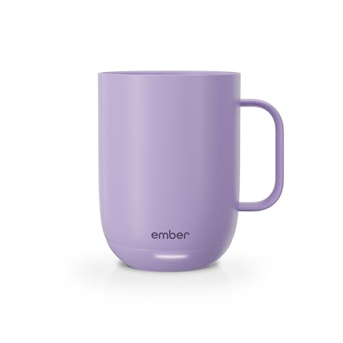 Ember Temperature Control 14oz Smart Mug 2, App-Controlled and Rechargeable Heated Coffee Cup Warmer with Intelligent LED Display, Lavender.
