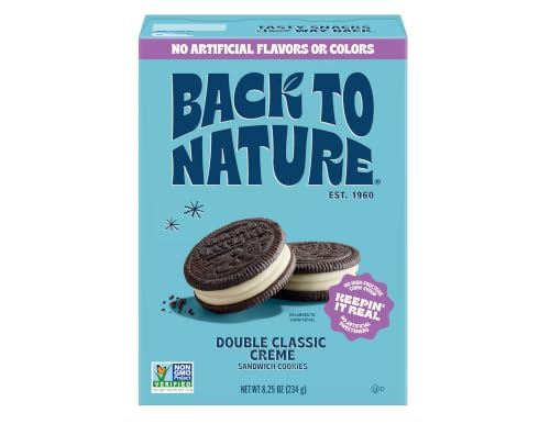 Back to Nature Double Creme Sandwich Cookies, Plant-Based, Non-GMO, Plant-Based, Made with Wheat Flour, Snack Happy, 8.25 oz Box