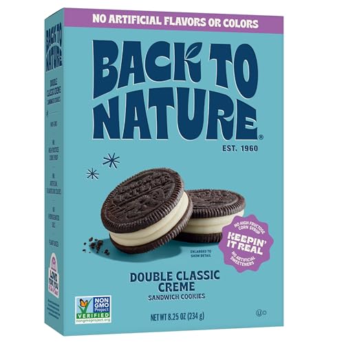 Back to Nature Double Creme Sandwich Cookies, Plant-Based, Non-GMO, Vegan Friendly, Made with Wheat Flour, Snack Happy, 8.25 oz Box