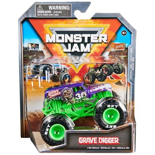 Monster Jam, Official Grave Digger Monster Truck, Die-Cast Vehicle, 1:64 Scale, Kids Toys for Boys Ages 3 and up