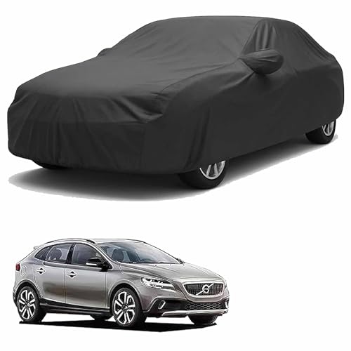 Sulfar 100% Water Resistant Car Body Cover Compatible with Mirror for Volvo V40 (Triple Stitched, Full Bottom Elastic, Dark Grey)