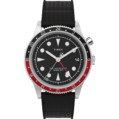 Timex Men's Waterbury Traditional GMT 39mm Watch - Black Strap Black Dial Stainless Steel Case