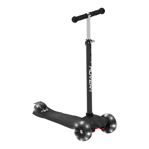Hover-1 Solaris Kick Scooter with Multicolor Wheel Lights, 4.5” Front Wheels, Rear Foot Brake, and 110 Pound Weight Capacity