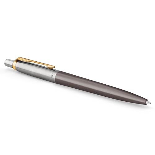 (-44%) Parker Jotter Kugelschreiber | grau lackiert mit goldenen Zierteilen | mittlere Spitze | Nachfüllpackung blaue Tinte | Geschenkbox | perfekte Geschenke zum Schulabschluss