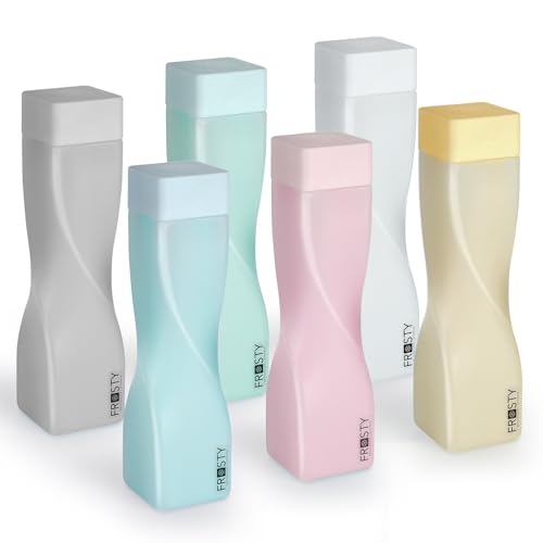 Frosty Square Twist Fridge Water Bottle Set of 6 | 1 Litre Twist Plastic Water Bottle for Fridge | Space-Saving Design | BPA-Free, Leak-Proof, Freezer