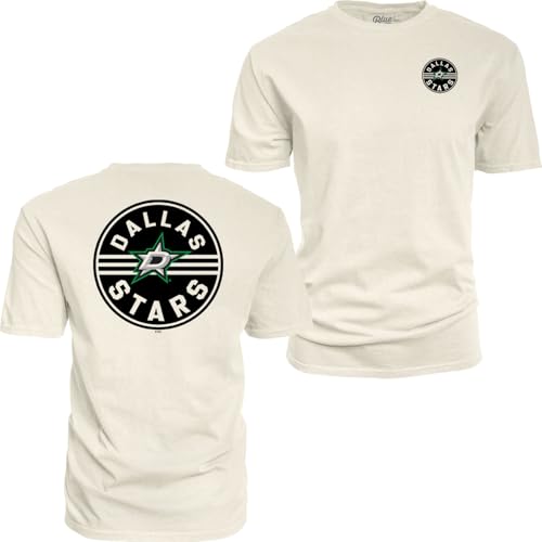 Dallas Stars NHL Officially Licensed T-Shirt Ringspun Front/Back Ivory Puck, X-Large