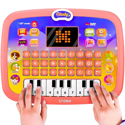 Storio Learning Educational Computer Kids Piano Laptop with Led Screen & Music | Fun Activities Toy Computer Tablet for Kids Toddlers 1 2 3 4 5 6 + Ye