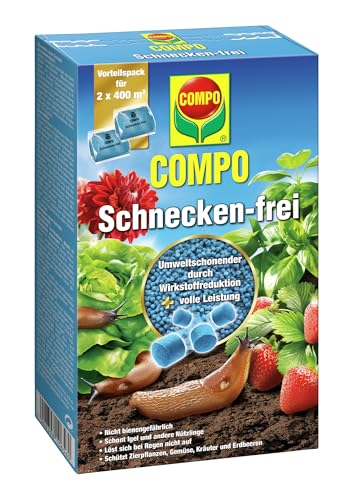 (-15%) COMPO Schnecken-frei - Schneckenkorn - regenfest - Streugranulat gegen Schnecken im Vorteilspack - reicht für bis zu 800 m² - 2x200 g, Schneckenfrei, Blau