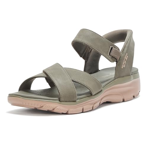 Skechers Women's Easy Going-Somewhere Sunny Sandal, Olive, 9