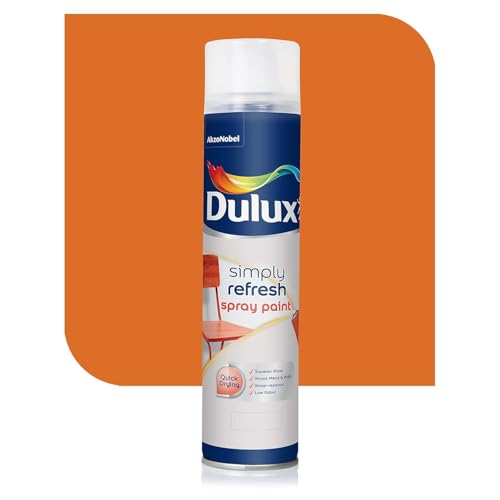 Dulux Simply Refresh Spray Paint | DIY, Quick Drying Gloss Finish for Metal, Wooden Furniture, Plastic, Walls, Cars & Bikes – 12 X 400ML (Deep_Orange)