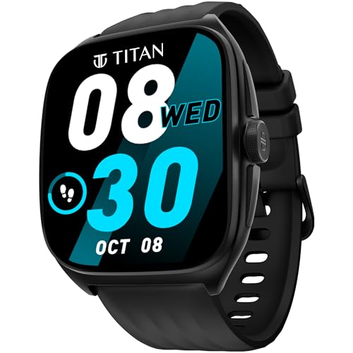Titan Evolution Smartwatch Comes with 1.85” AMOLED Display with 390 * 450 Pixel Resolution|SingleSync BT Calling|AI Voice Assistant|100+ Sports Modes 