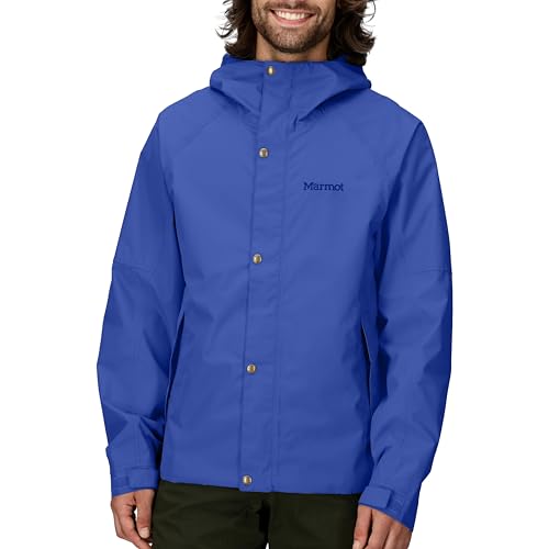 MARMOT Men’s Cascade Durable & Waterproof Rain Jacket, Trail Blue, Small