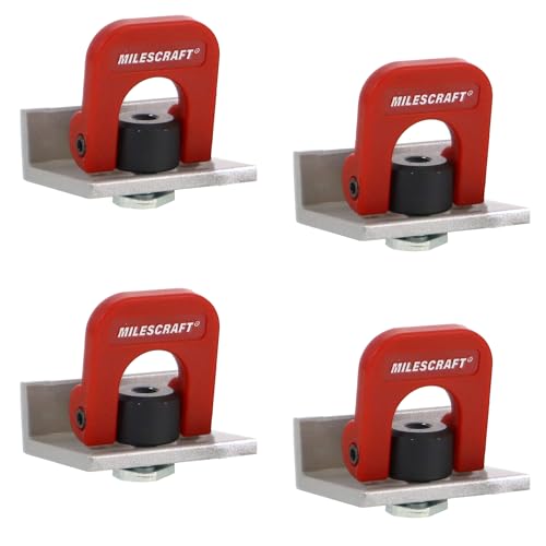 Milescraft 4031 Cam Stops 4 Pack Quick Adjust T-Track Stops. Anodized, 1-9/16" Long with Cam Lever. Low Profile for Boards 3/4" or Thicker.