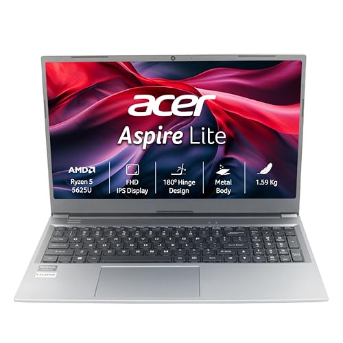 acer SmartChoice Aspire Lite, AMD Ryzen 5-5625U Processor, 16 GB/512 GB, Full HD, 15.6"/39.62 cm, Windows 11 Home, Steel Gray, 1.59 kg, AL15-41, Metal