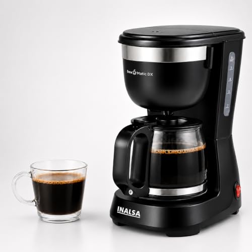 INALSA 6 Cups 650-Watt Coffee Maker with Anti Drip & Keep Warm Function|Overheat Protection|See Through 680 ML Carafe|630 ML Water Tank Capacity|Reusa