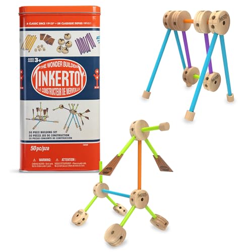 TINKERTOY - Retro Building Set Tin - 50 Pieces