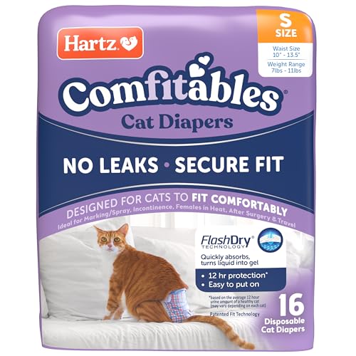 Hartz Comfitables Cat Diapers, Size S 16 Count, Comfortable & Secure Fit, Easy to Put On