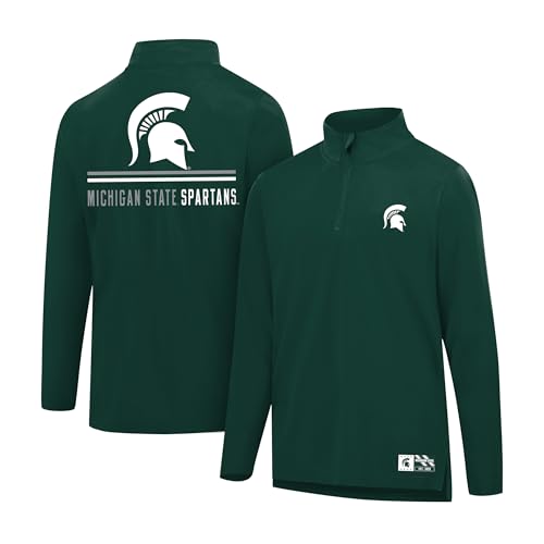 Ultra Game NCAA Official Adults Super Soft Quarter Zip Long Sleeve T-Shirt - Unisex, Michigan State University, Team Color, X-Large