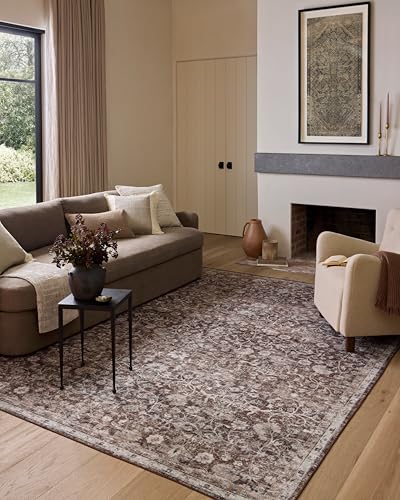 Loloi Amber Lewis Josie Collection JOS-02 Earth/Natural 9'-0" x 12'-0", .13" Pile Height, Low Profile, Machine Washable, Area Rug