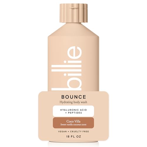 Billie Bounce Hydrating Womens Body Wash, 18 fl oz, Creamy Vanilla Cedar Scent, Vegan, Cruelty Free