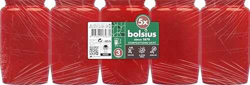 (-34%) Bolsius Grablicht - Kompositionslicht - Rot - 5 Stk. - Länge Brenndauer 45 Stunden - Trauerkerze & Gedenkstätte Kerzen - Sauberes Abbrennen - Ohne Palmöl