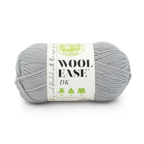 Lion Brand Wool-Ease DK Yarn, Yarn for Knitting, Crocheting, and Crafts, Quiet Grey, 1 Pack