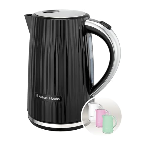 (-37%) Russell Hobbs Wasserkocher [1,7L 2400W] Eden Schwarz, Edelstahlakzente (herausnehmbarer Kalkfilter,Deckelöffnung per Knopfdruck,Wasserstandsanzeige, leuchtender Schalter, BPA frei) Teekocher 27361-70