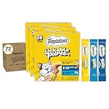 Temptations Creamy Puree Squeezable Lickable Cat Treats, Wet Cat Treats with Chicken, Salmon, and Tuna Variety Pack, 0.42 oz. Tubes, 24 Count, Pack of 3 (72 Total)