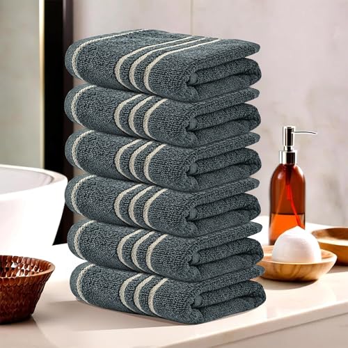 Pack of 6 Soft Cotton Face Towels for Men & Women/Ladies | Easily Washable | Pocket Towels & Workout Gym Napkins for Men - Dark Grey