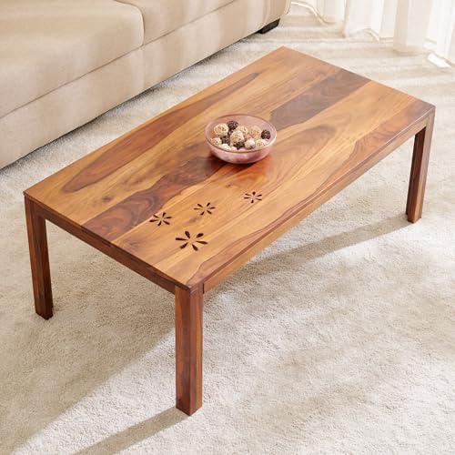 Helios DISA Sheesham Wood Coffee Table | Center Table for Living Room | Brown | 1 Year Warranty