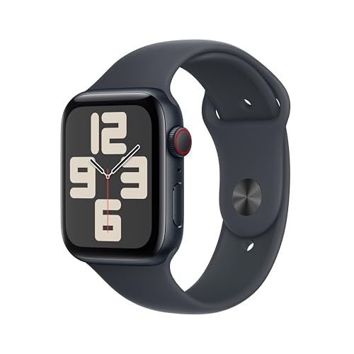 Apple Watch SE (2nd Gen) [GPS + Cellular 44mm] Smartwatch with Midnight Aluminum Case with Midnight Sport Band M/L. Fitness and Sleep Trackers, Crash Detection, Heart Rate Monitor, Retina Display