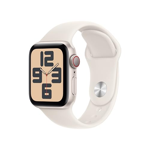 Apple Watch SE (2nd Gen) [GPS + Cellular 40mm] Smartwatch with Starlight Aluminum Case with Starlight Sport Band S/M. Fitness and Sleep Trackers, Crash Detection, Heart Rate Monitor, Retina Display