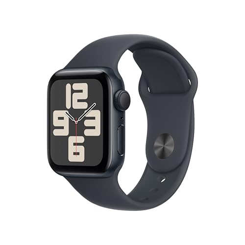 Apple Watch SE (2nd Gen, 2023) [GPS 40mm] Smartwatch with Midnight Aluminum Case with Midnight Sport Band. Fitness & Sleep Tracker, Crash Detection, H