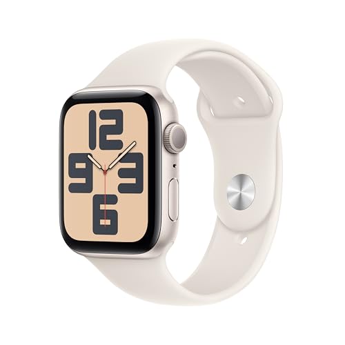 Apple Watch SE (2nd Gen) [GPS 44mm] Smartwatch with Starlight Aluminum Case with Starlight Sport Band M/L. Fitness and Sleep Trackers, Crash Detection, Heart Rate Monitor, Retina Display Starlight Aluminum Case with Starlight Sport Band 44mm Case + Medium/Large band GPS Without AppleCare+
