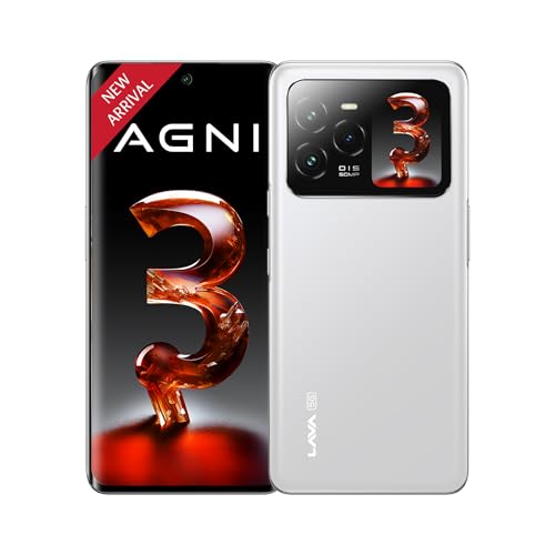 Lava Agni 3 5G (Pristine Glass, 8GB+256GB) | India's 1st Dual AMOLED | 1.5K Curved Display | Dimensity 7300X | 50MP Triple AI Telephoto Camera | 66W F