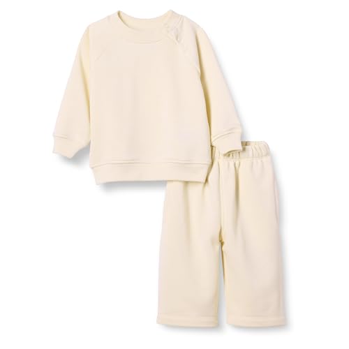 Amazon Essentials Unisex Babies' French Terry Sweatshirt and Sweatpants Set, Pack of 2, Beige, 3-6 Months