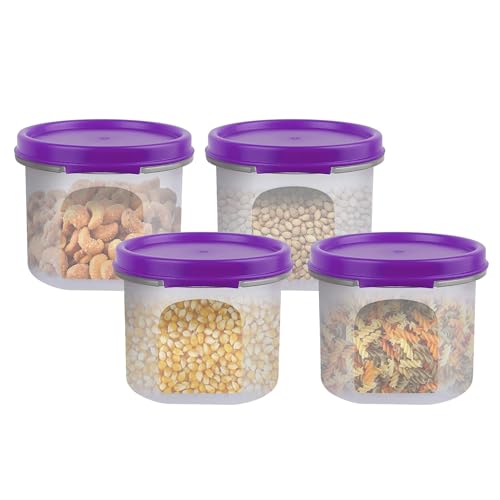 SIMPARTE Smart Slim Storage Air-Tight & Leak Resistant Plastic Round Modular Container For Juice, Snacks, Cookies, Wafers,Chia Seeds Stackable, BPA Fr