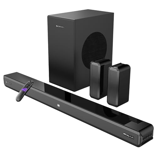ZEBRONICS Juke BAR 9510WS PRO Dolby 5.1 Soundbar, Dolby Audio, 600 Watts, Wireless (Dual Rear Satellites & 6.5" Subwoofer), Triple Driver Soundbar, Bl