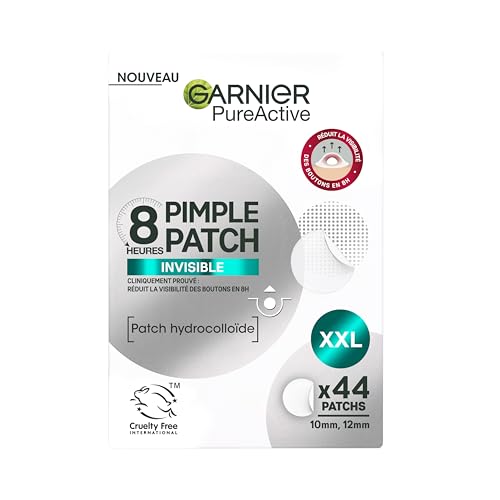 (-16%) Garnier Hautklar Pimple Patches Invisible, unsichtbare Hydrokolloid Anti Pickel Patches mildern Sichtbarkeit in 8H, XXL Pack mit 44 Stück, gezielt gegen Pickel & Akne