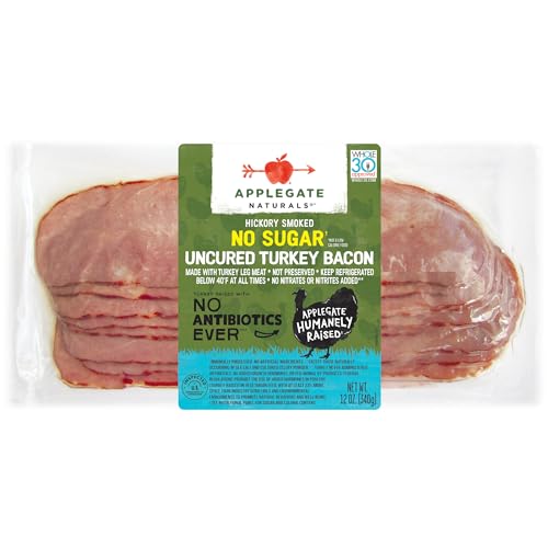 Applegate Natural Hickory Smoked No Sugar Uncured Turkey Bacon, 12oz