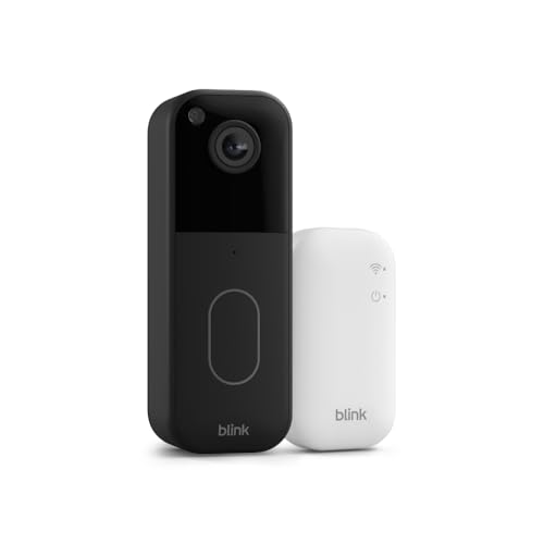 Blink Video Doorbell (modelo más reciente) – Visión HD de la cabeza a los pies, dos años de duración de la batería y configuración sencilla. Sync Module Core incluido – Sistema (negro)